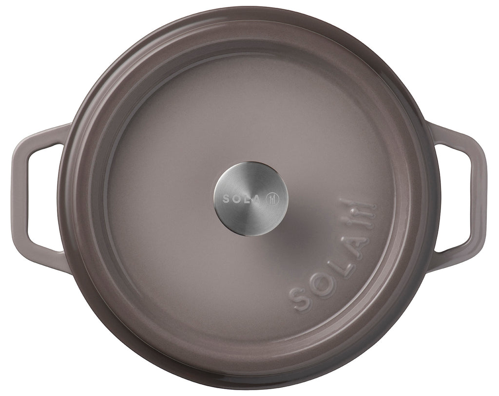 Gusseisen Bräter/Cocotte mit Deckel, Rund 24 cm Grau
