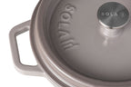 Gusseisen Bräter/Cocotte mit Deckel, Rund 24 cm Grau
