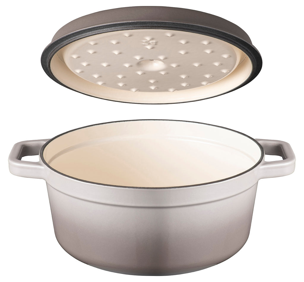 Gusseisen Bräter/Cocotte mit Deckel, Rund 24 cm Grau