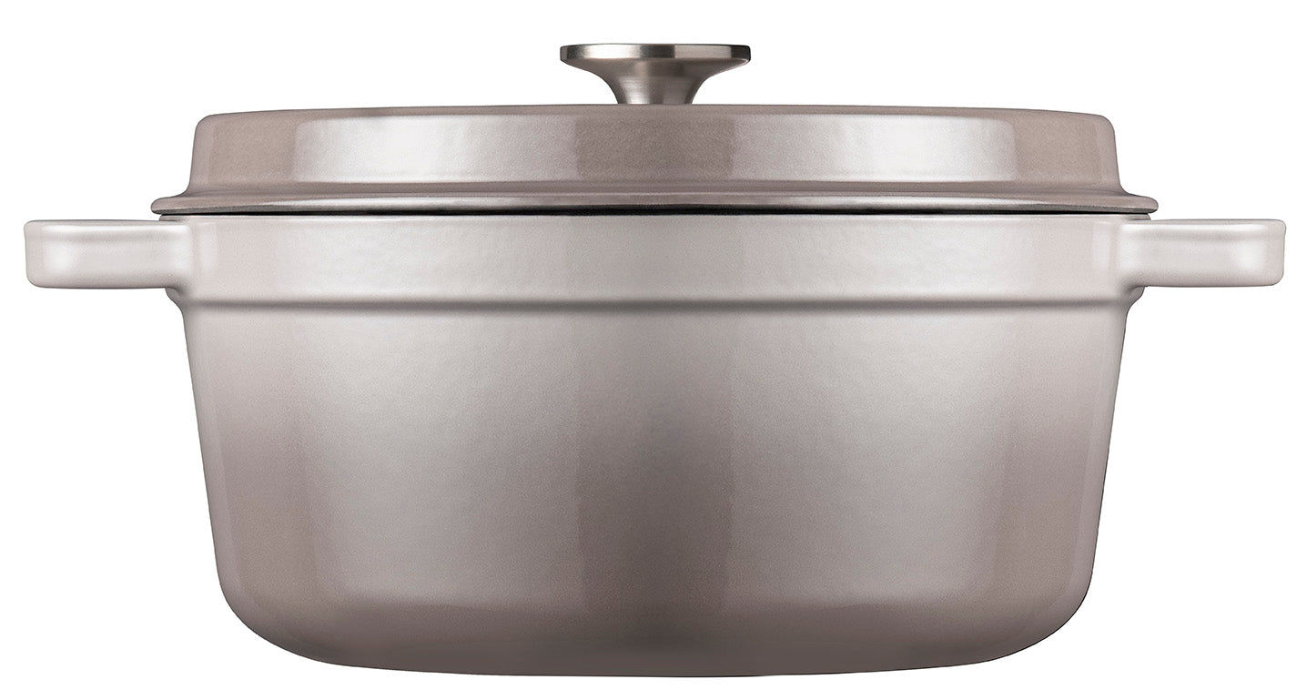 Gusseisen Bräter/Cocotte mit Deckel, Rund 24 cm Grau