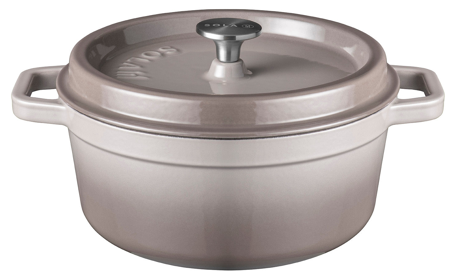Gusseisen Bräter/Cocotte mit Deckel, Rund 24 cm Grau