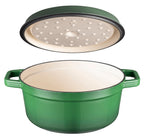 Gusseisen Bräter/Cocotte mit Deckel, Rund 24 cm Grün