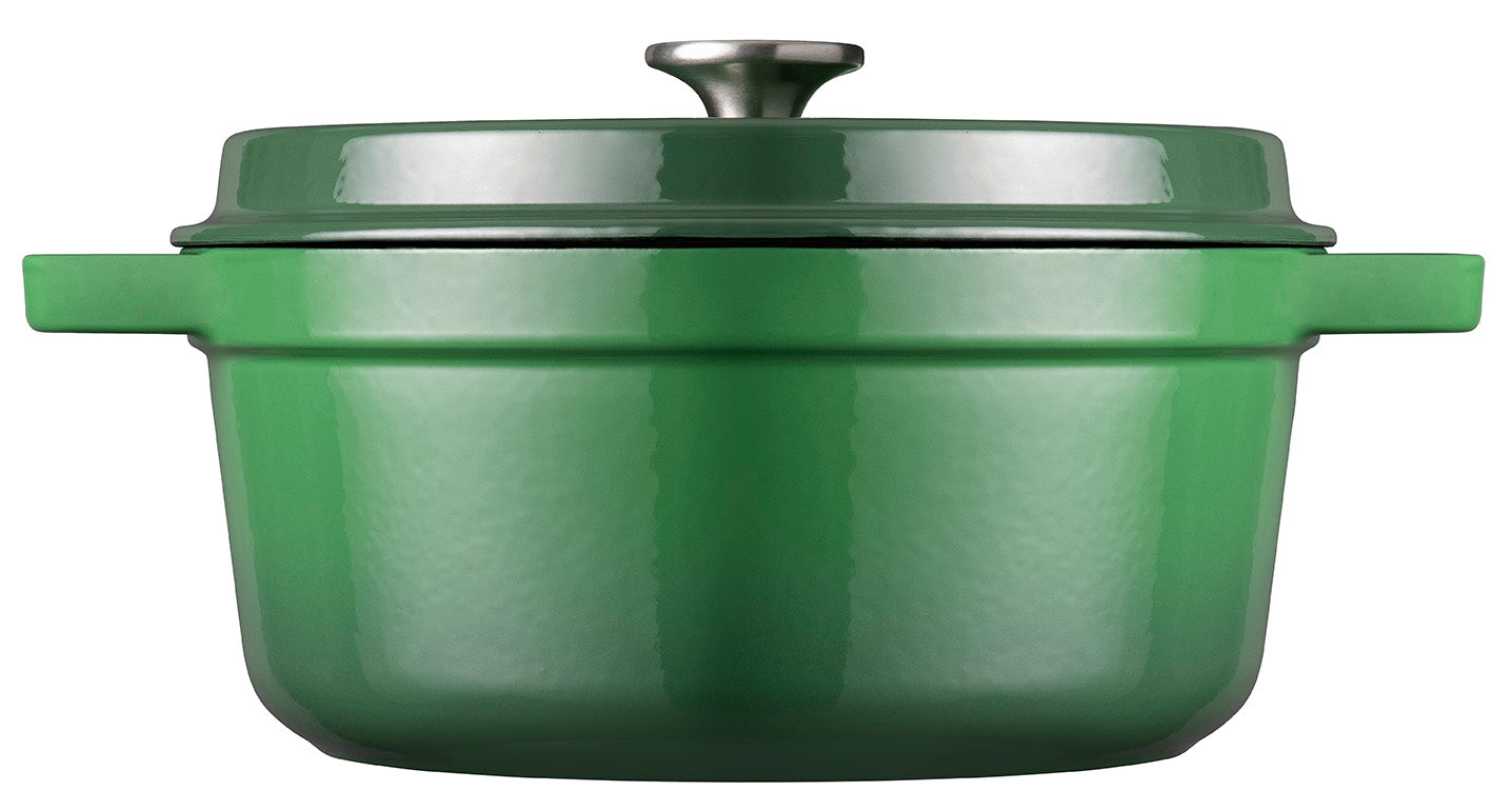 Gusseisen Bräter/Cocotte mit Deckel, Rund 24 cm Grün