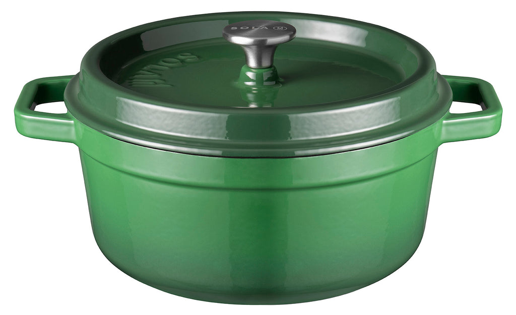 Gusseisen Bräter/Cocotte mit Deckel, Rund 24 cm Grün