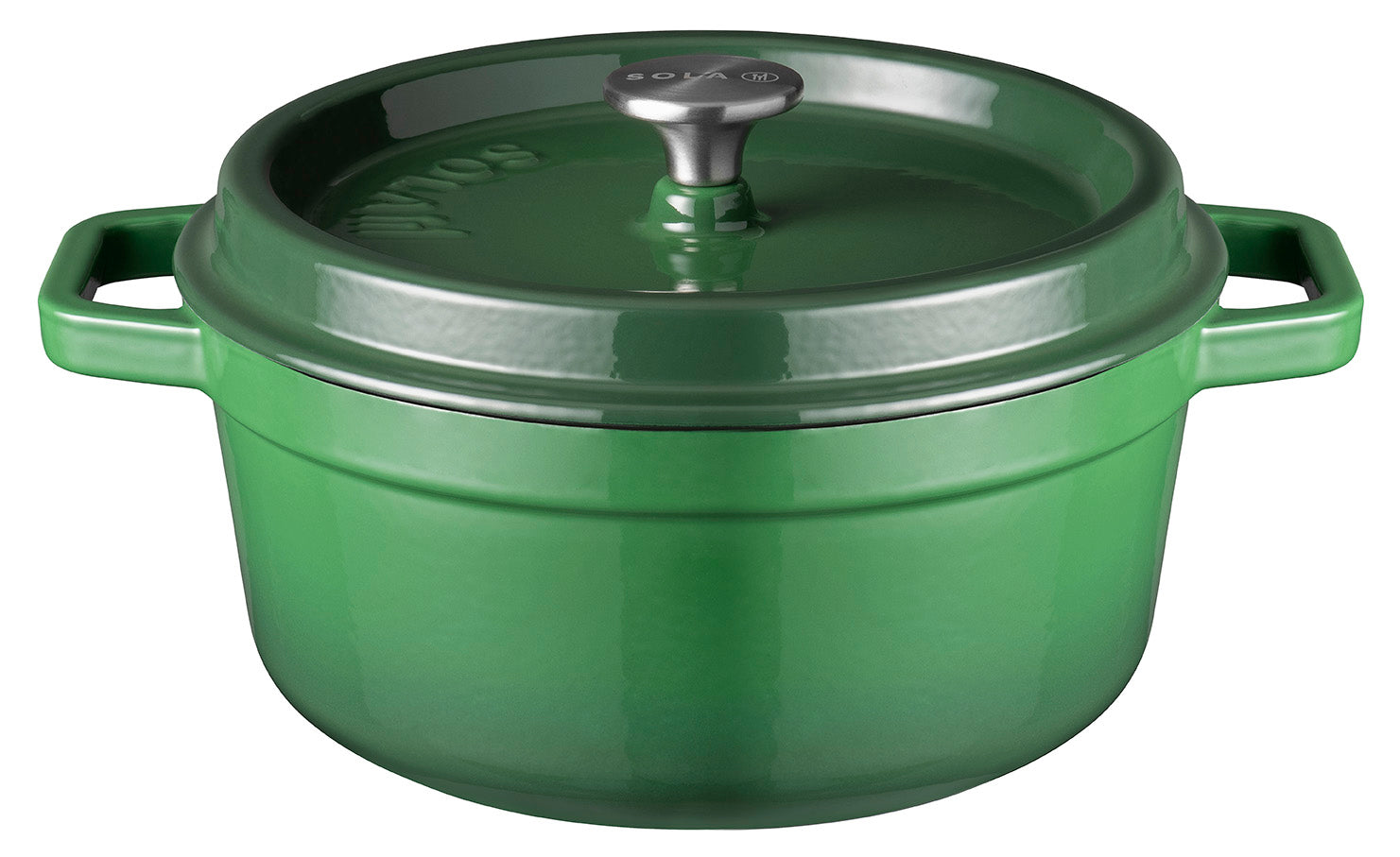 Gusseisen Bräter/Cocotte mit Deckel, Rund 24 cm Grün