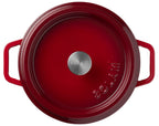 Gusseisen Bräter/Cocotte mit Deckel, Rund 24 cm Rot