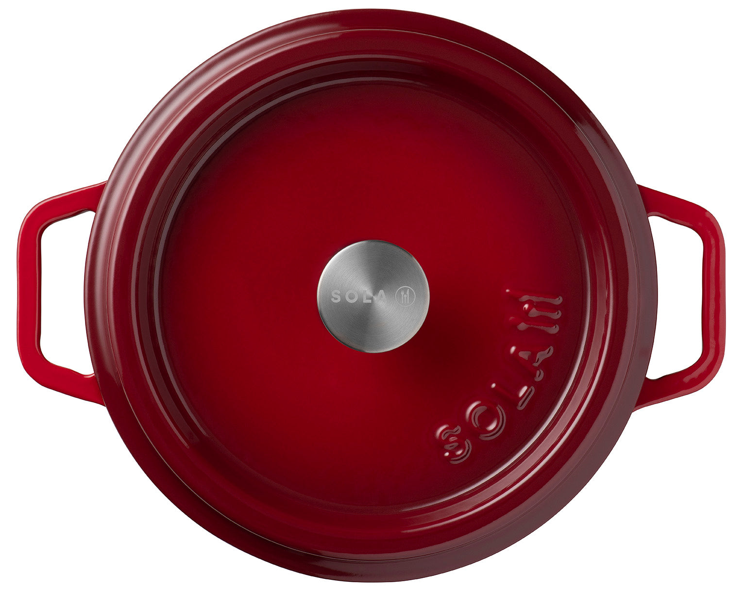 Gusseisen Bräter/Cocotte mit Deckel, Rund 24 cm Rot