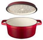 Gusseisen Bräter/Cocotte mit Deckel, Rund 24 cm Rot