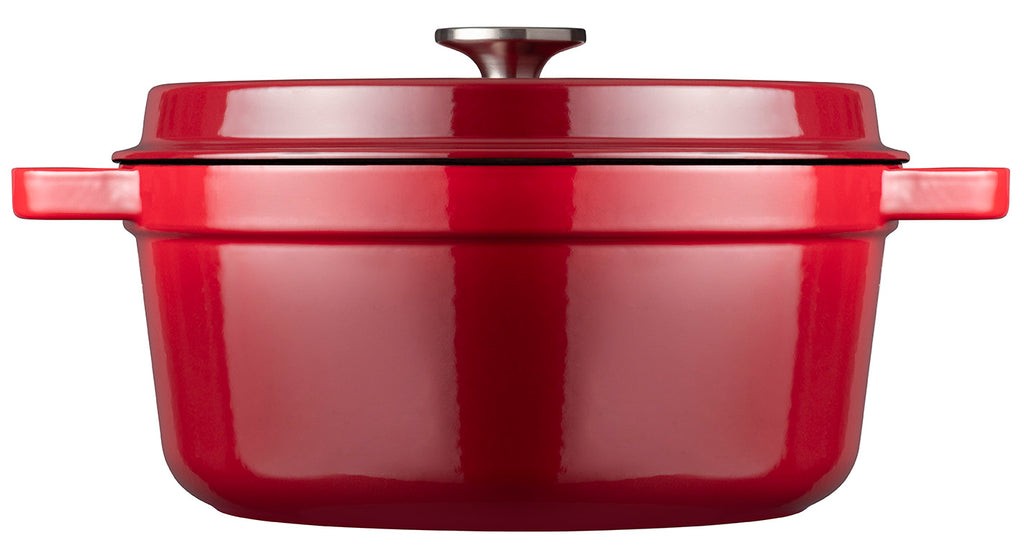 Gusseisen Bräter/Cocotte mit Deckel, Rund 24 cm Rot