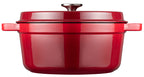 Gusseisen Bräter/Cocotte mit Deckel, Rund 24 cm Rot