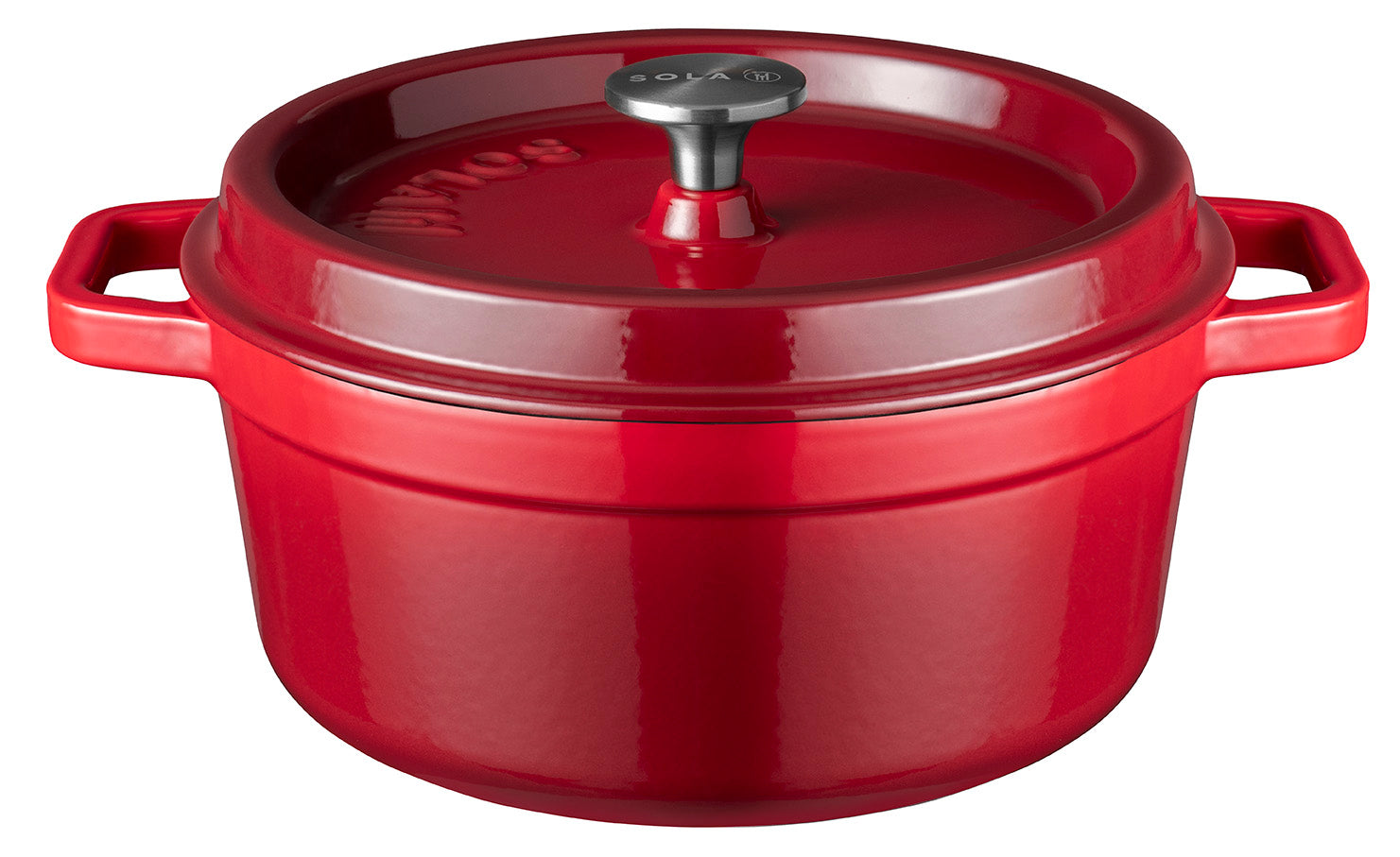 Gusseisen Bräter/Cocotte mit Deckel, Rund 24 cm Rot