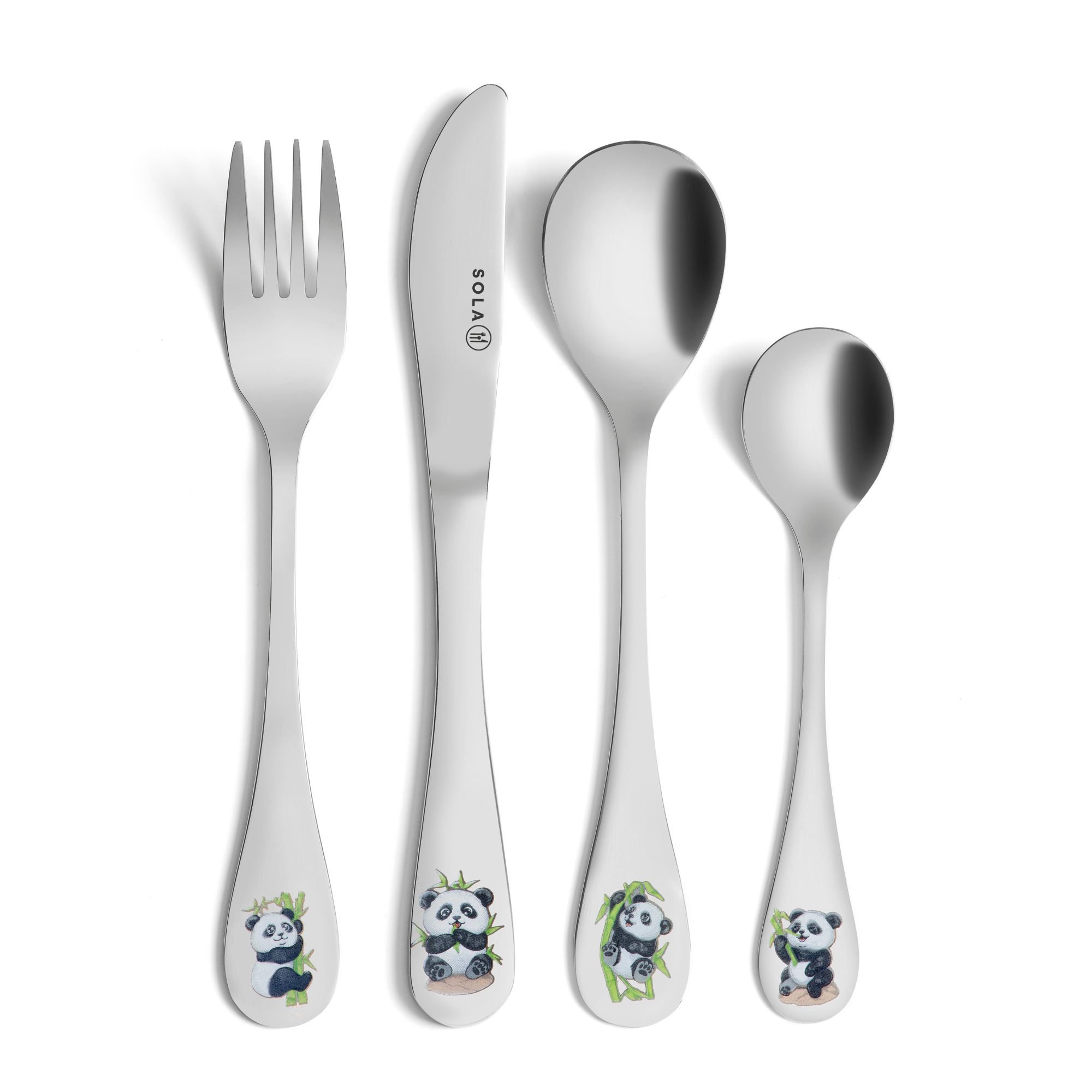 Kinderbesteck Pandabaren 4-teilig